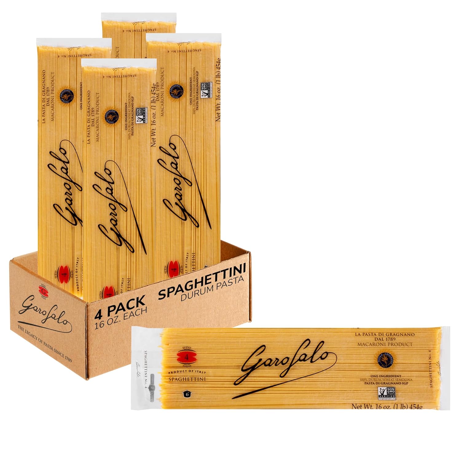 Garofalo---Premium-Durum-Wheat-Semolina-Spaghettini-Pasta,-Italian-Bronze-Drawn,-376