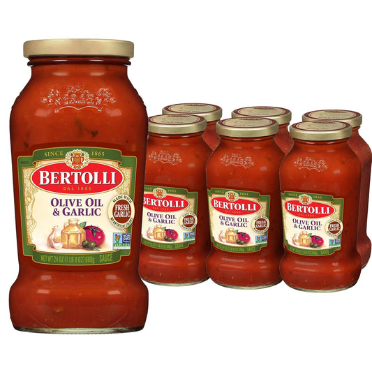 Bertolli-Pasta-Sauce-with-Olive-Oil-and-Garlic,-Spaghetti-Tomato-Sauce,-24-817