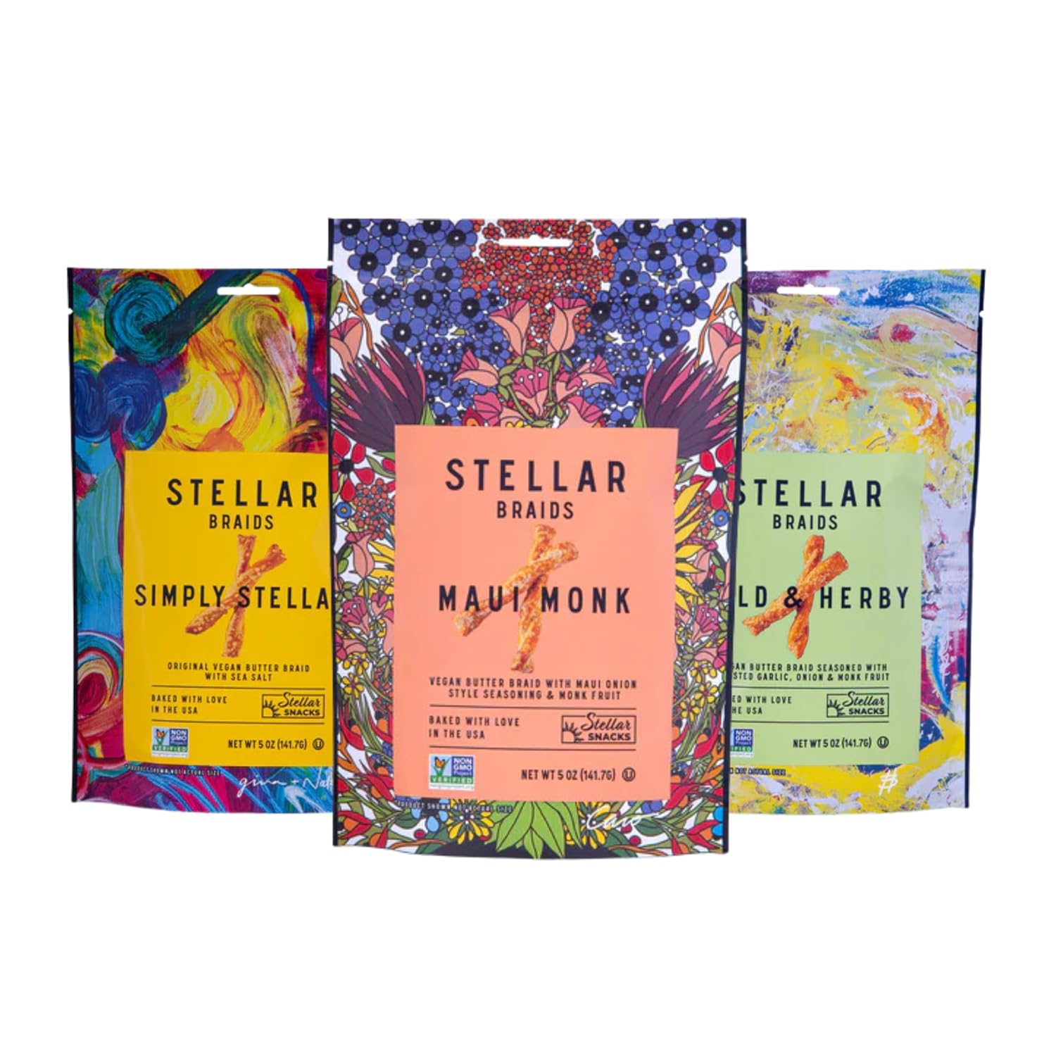 Stellar-Snacks-Variety-Pack---3-Flavors-5-Oz-Bags,-Maui--Monk,-Simply-Stellar,-&-61