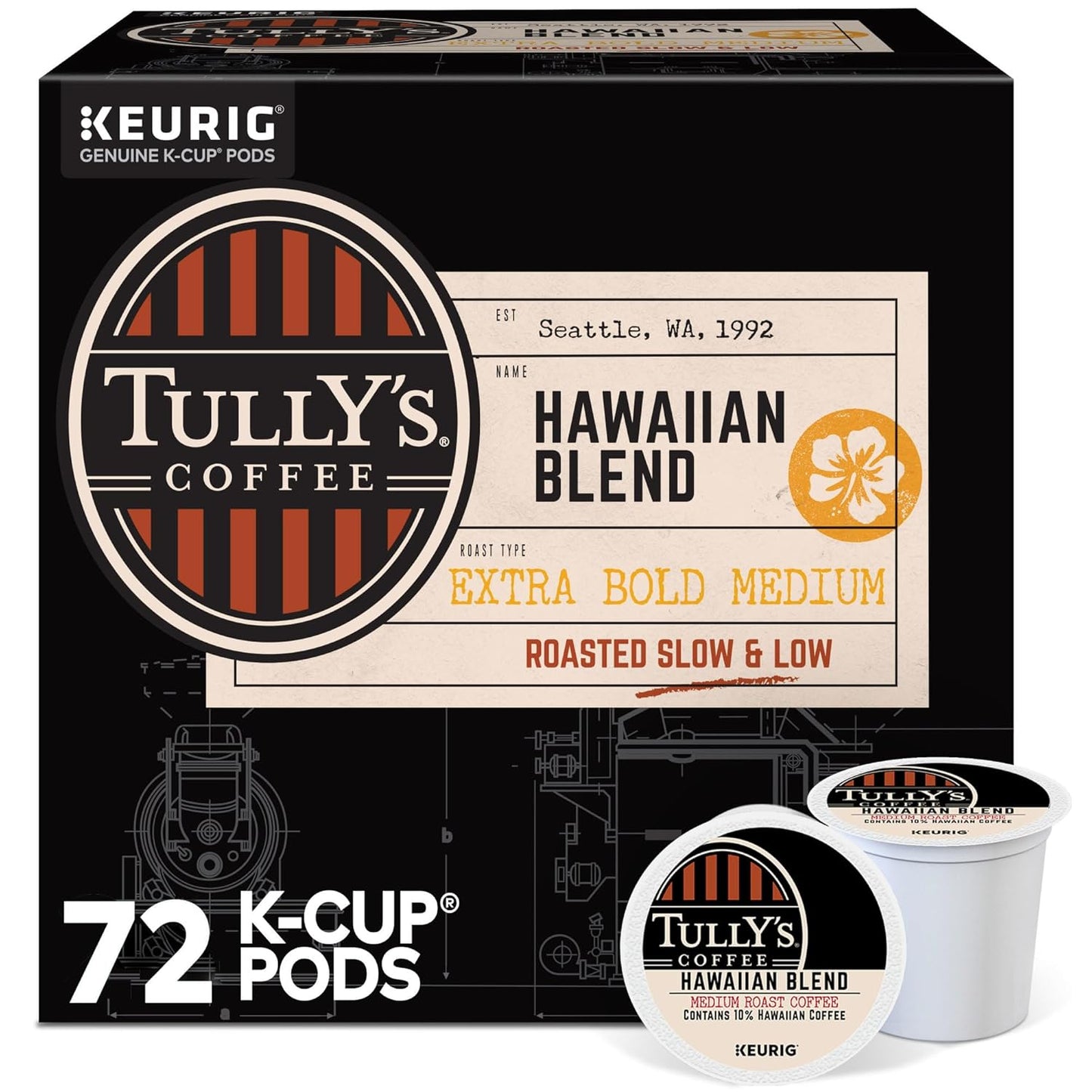 Tully's-Coffee-Hawaiian-Blend-Keurig-Single-Serve-K-Cup-Pods,-Medium-Roast,-72-Count---2877