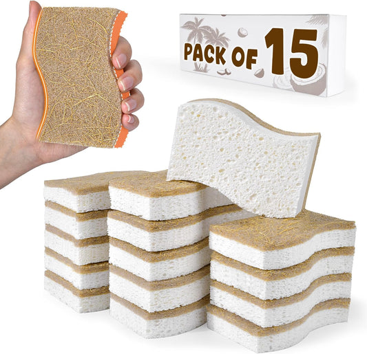 Natural-Kitchen-Sponge,-15-Pack-Biodegradable-Sponges-for-Dishes,Compostable-Cellulose-4860