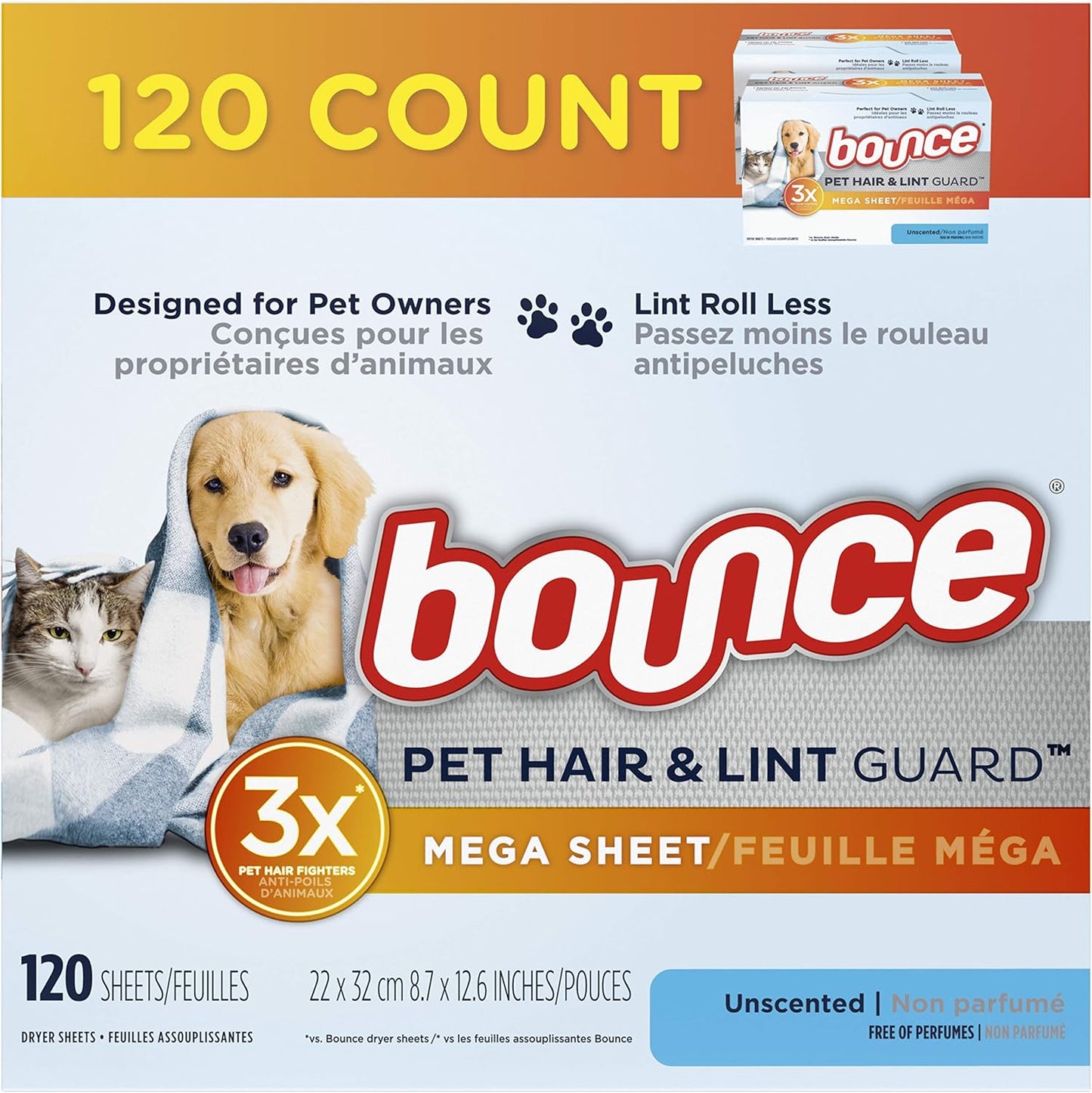Bouce-Bounce-Pet-Hair-and-Lint-Guard-Mega-Dryer-Sheets-for-Laundry,-1103