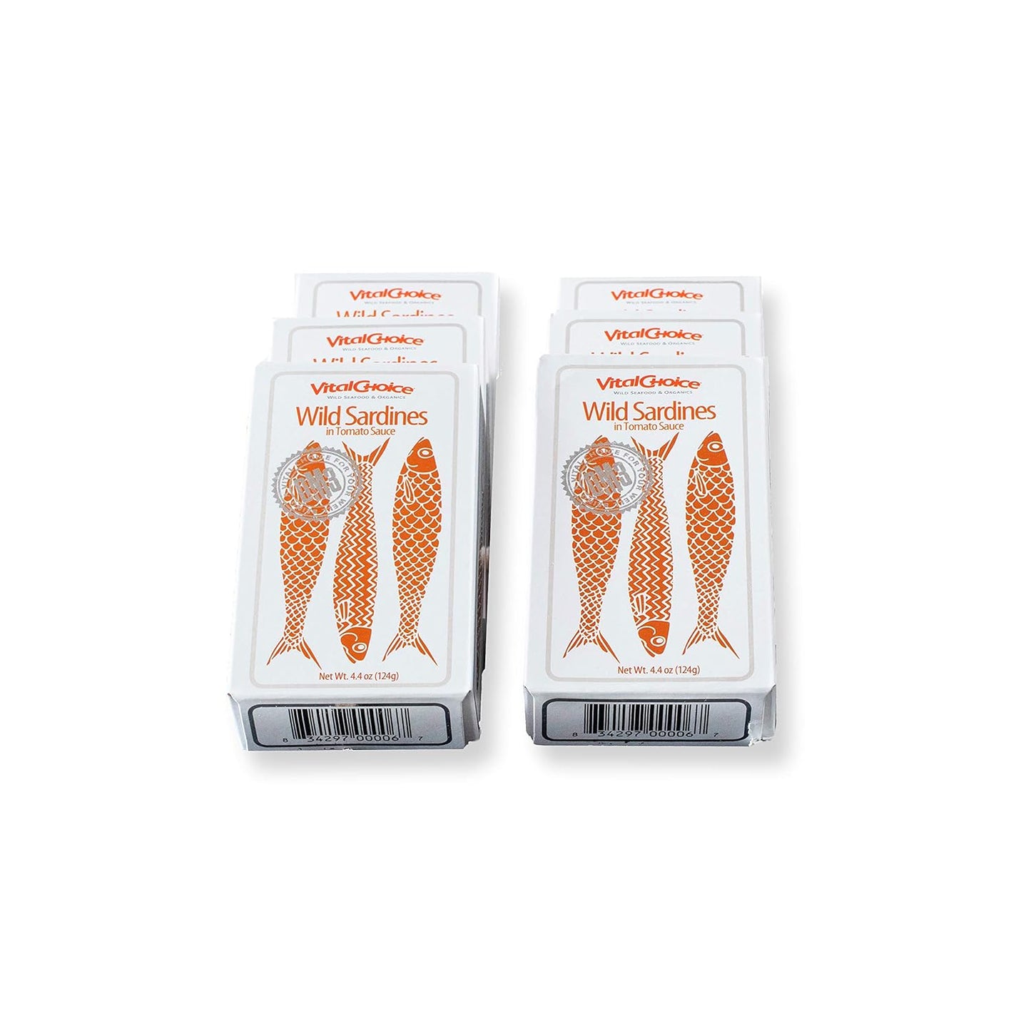 Vital-Choice-Sardinas-silvestres-en-salsa-de-tomate-orgánico,-latas-de-4.4-(paquete-130