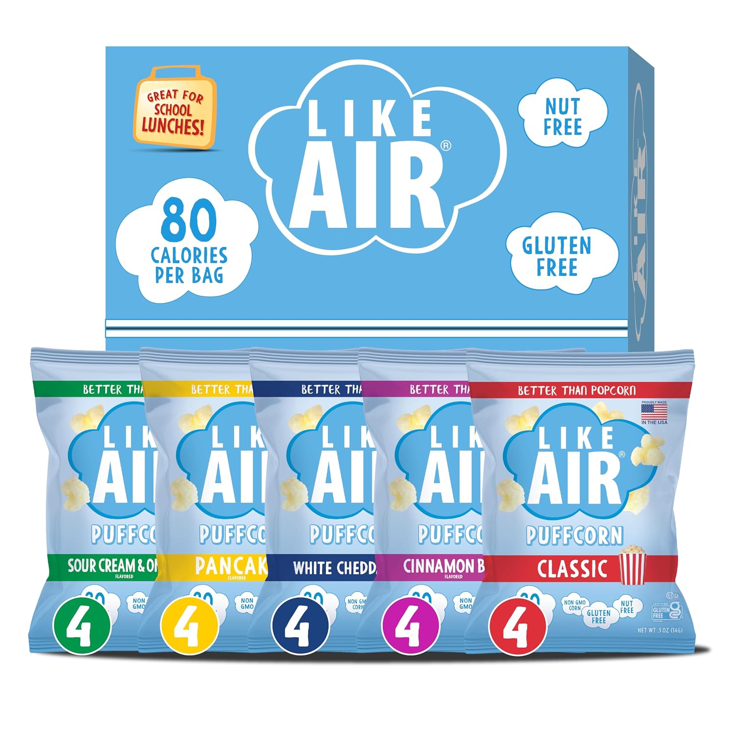 Like-Air-5-Flavor-Variety-Pack-(20ct)-Sweet-and-Savory-Puffcorn--Snack-Box-|-of-1624
