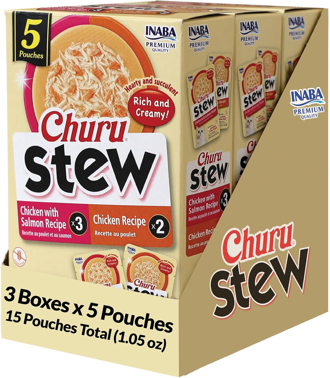 INABA-Churu-Stew-for-Cats,-Creamy-Purée-Side-Dish-Pouch,-1.05-oz-Pouches,-15-306