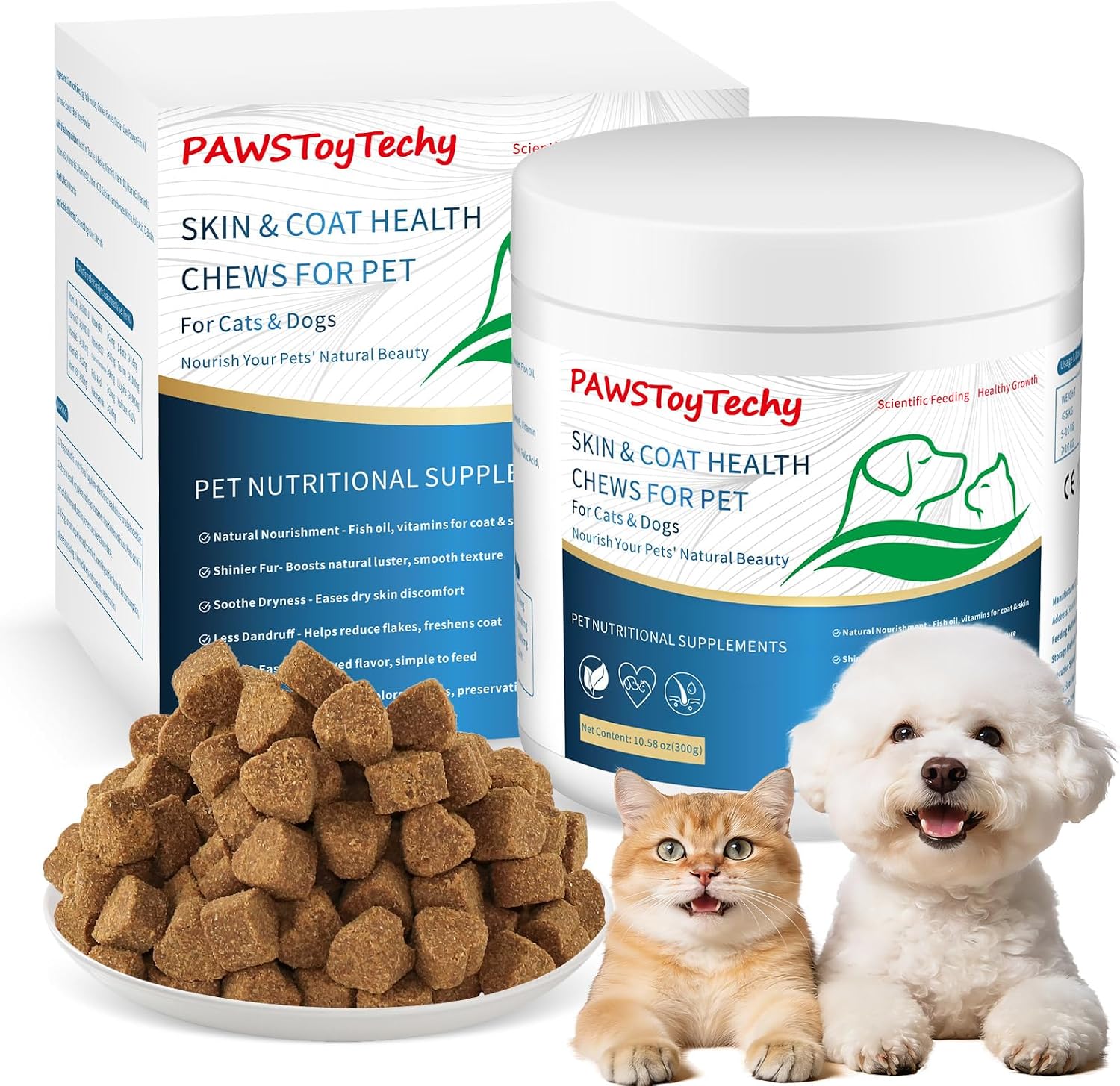 Cat-Skin-and-Coat-Healthy-Chews,-500-Chews,-Crunchy-Treats-with-Vitamin-E,-Omega-45