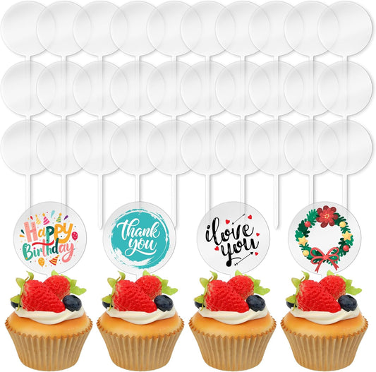 Blank-Acrylic-Cupcake-Toppers,-50-Packs-Round-Cupcake-Topper-with-Sticks,-DIY-Table-Signs,-1025