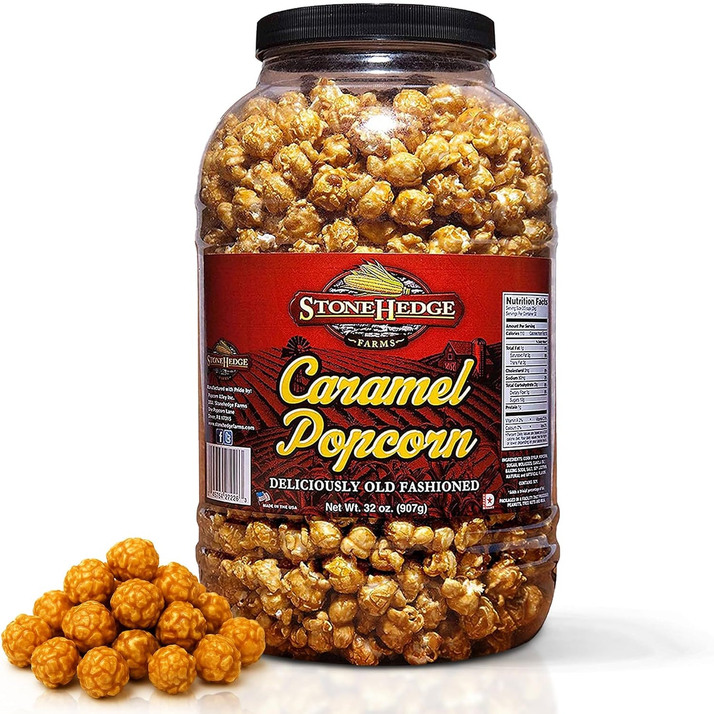 Stonehedge-Farms-Caramel-Flavored-Popcorn-|-32-oz-Large-Tub-|--Perfect-for-Holidays-Christmas-596