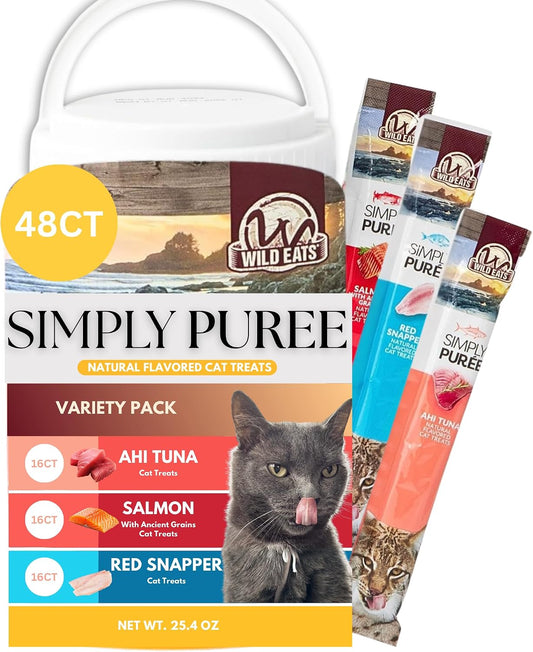 Wild-Eats-Simply-Puree-Variety-Tub-for-Cats-|-48-Individual-Servings-of-All-Natural,-460