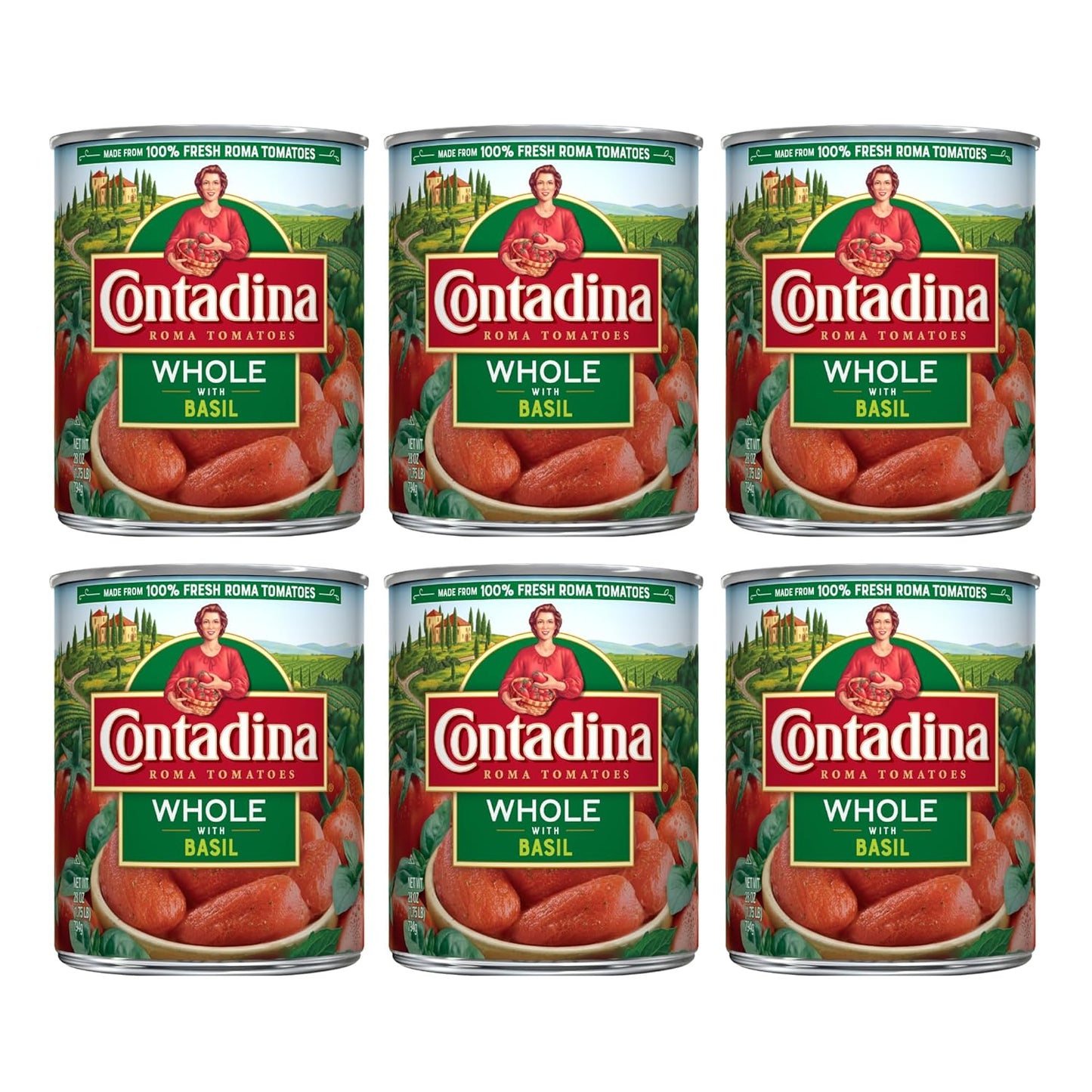 Contadina-Tomates-pelados-enteros-con-albahaca,-28-oz-(paquete-586