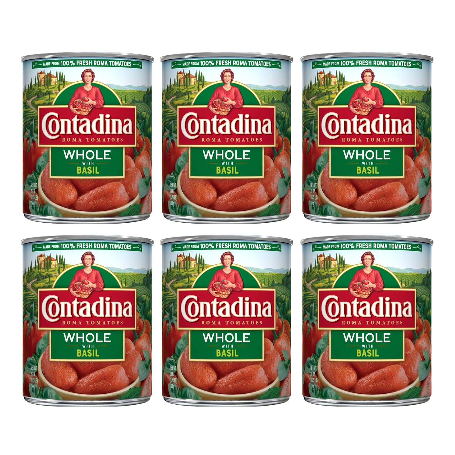 Contadina-Tomates-pelados-enteros-con-albahaca,-28-oz-(paquete-586