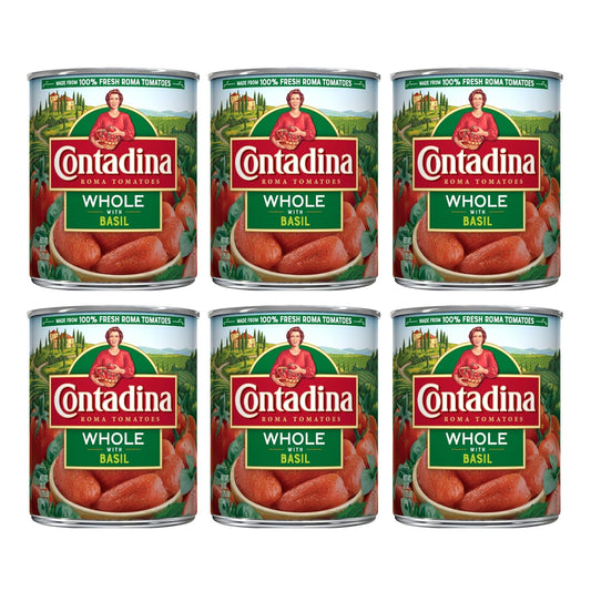 Contadina-Tomates-pelados-enteros-con-albahaca,-28-oz-(paquete-586