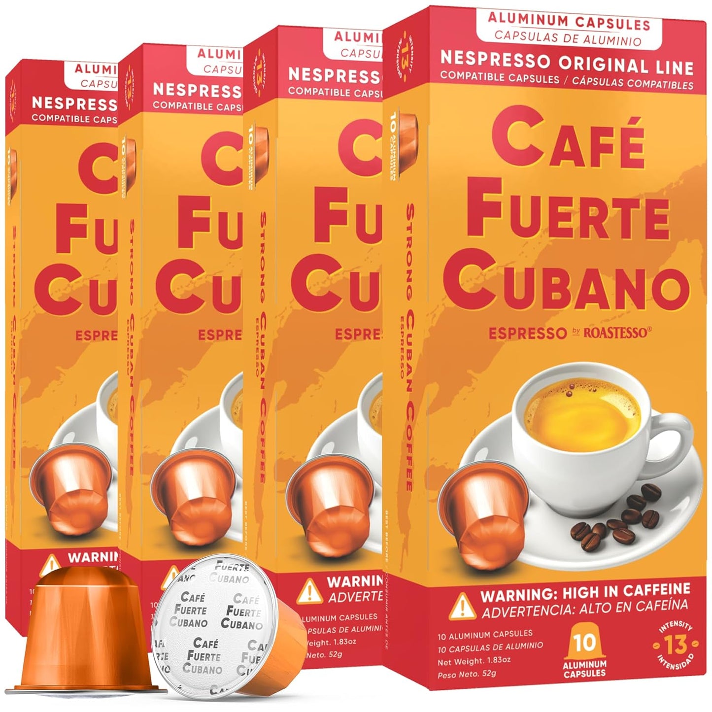 Café-Fuerte-Cubano,-Aluminum-Espresso-Capsules,-Compatible-with-Nespresso-Original-Machines,-Dark-Roast,-2350