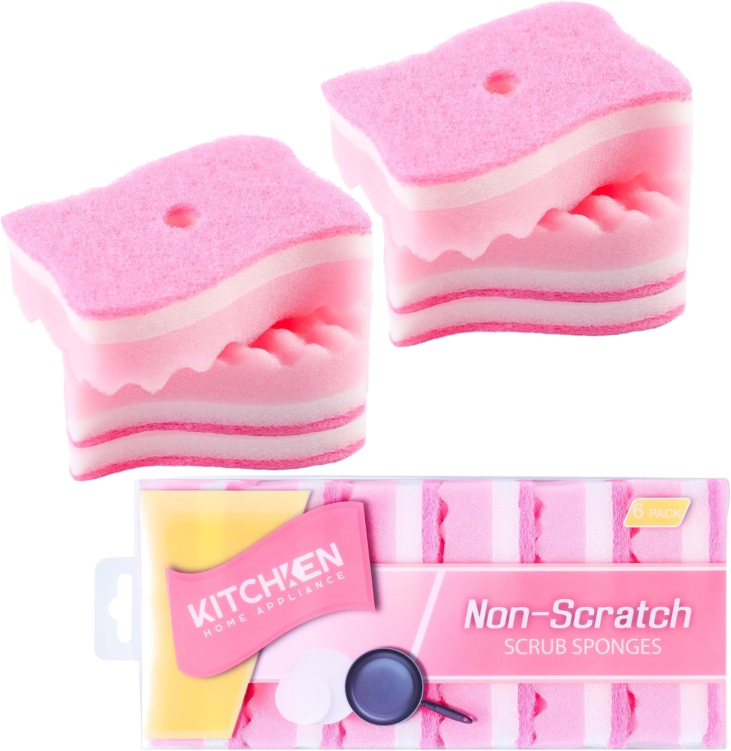 Non-Scratch-Scrub-Sponges,-6-Pack,-Odor-Free,-Gentle-on-Sink,-1673
