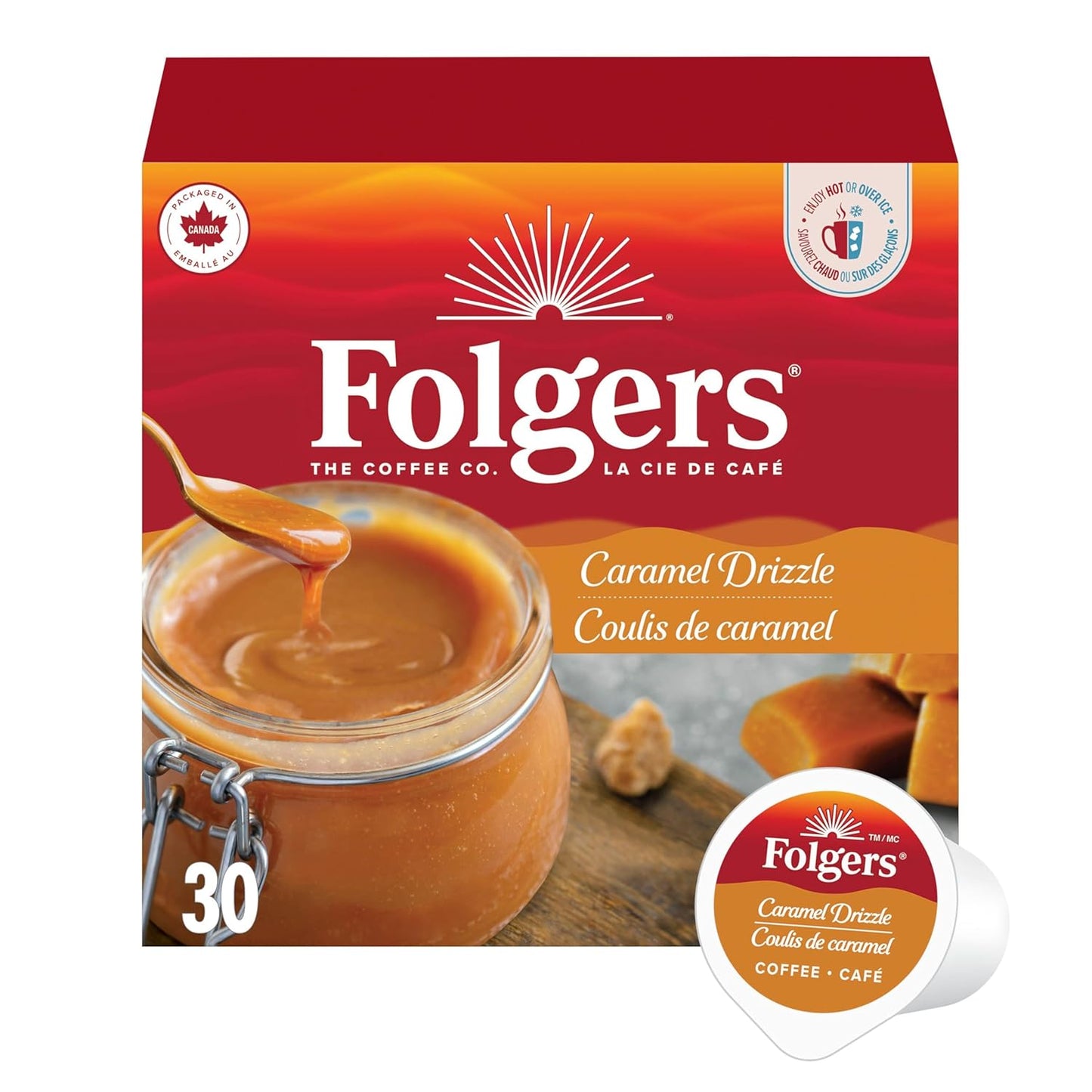 Folgers-Caramel-Drizzle-Flavoured-Coffee,-Single-Serve-K-Cup-Pods-For-Keurig-Coffee-Makers,-30-1942