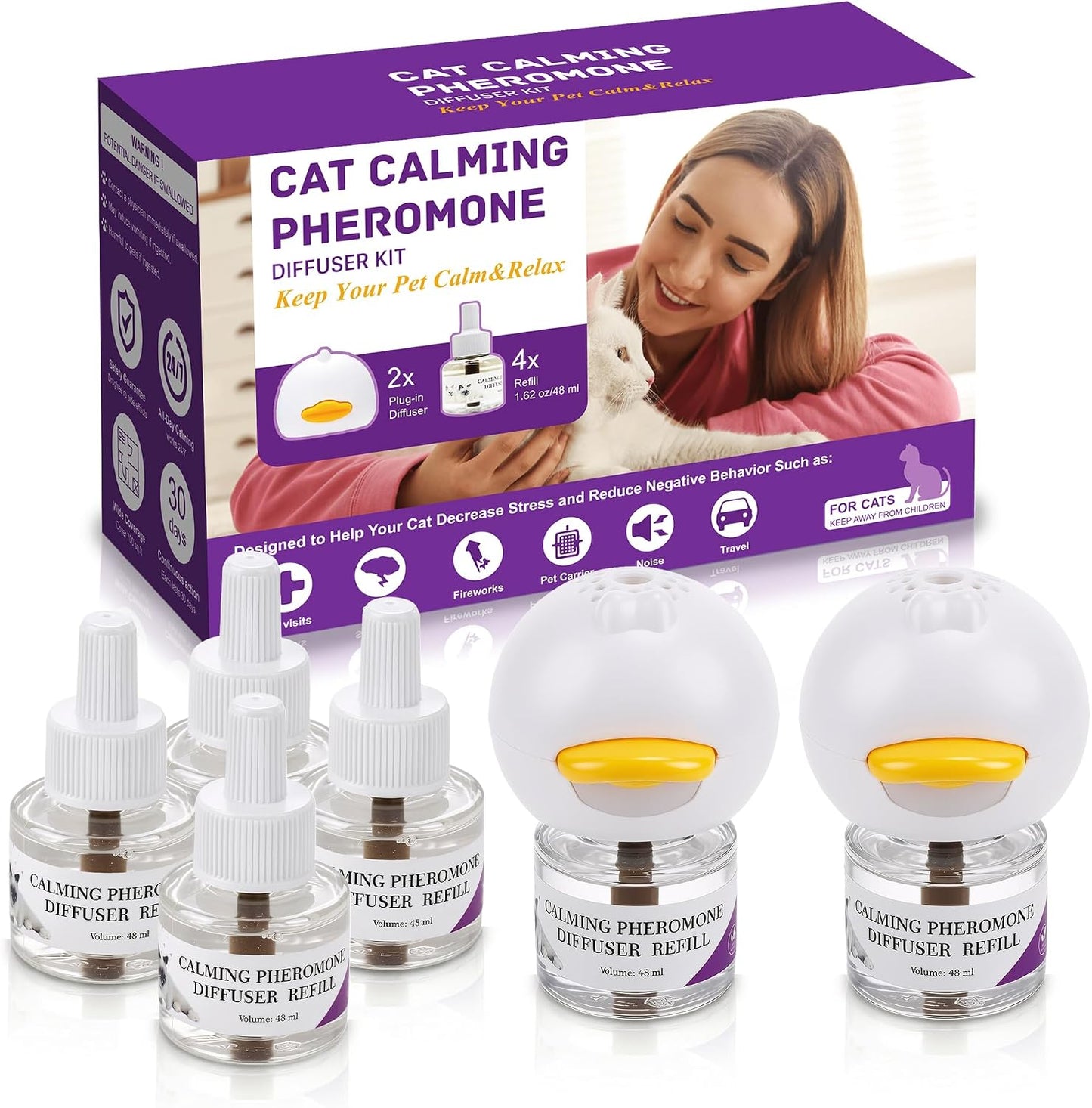 Cat-Calming-Pheromone-Diffuser-Kit---2-Diffusers-&-4-Refills,-Long-Lasting-Stress-822