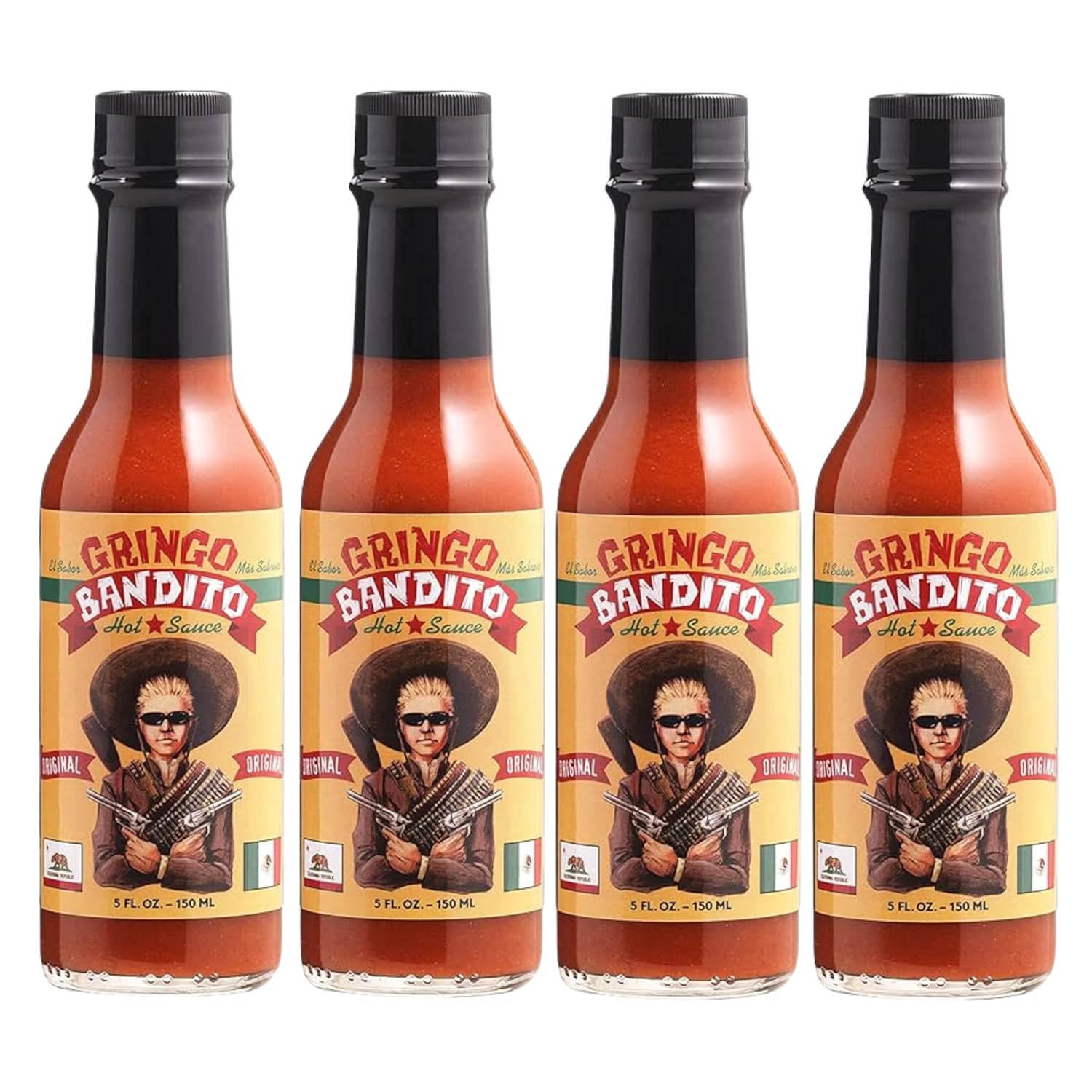 Gringo-Bandito-Hot-Sauce,-Original-Hot,-5-Fl-Oz-(Pack-of-4),-790