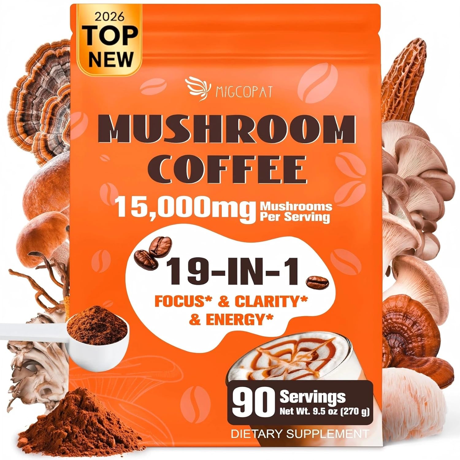 Migcopat-19-in-1-Mushroom-Coffee,-90-Servings,-Mushroom-Blend-with-Turkey-Tail,-Cordyceps,-Reishi,-2517