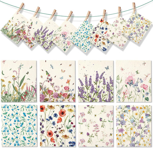 Vesici-8-Pieces-Wildflowers-Swedish-Kitchen-Dishcloths-Butterflies-and-Flowers-326