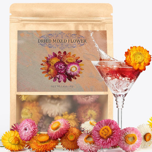 50+-Food-Grade-Dried-Flowers-for-Cocktails-Toppers,-Colorful-Strawflowers-for-Cake-Cupcake-1-1529