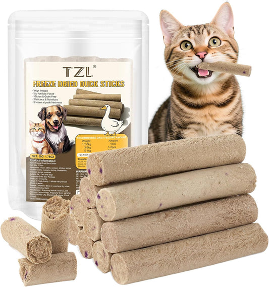 TZL-Freeze-Dried-Duck-Stick-Cat-Treats,-High-Protein-Healthy-Treats-Cats-Dogs,-Teeth758