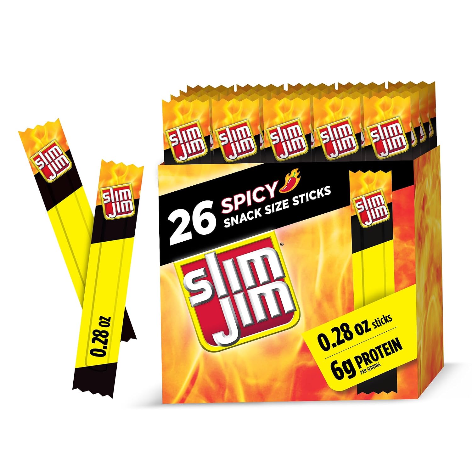 Slim-Jim-Smoked-Jerky-Snack-Sticks,-Spicy-Flavor,-0.28-oz.,-26-ct------1169