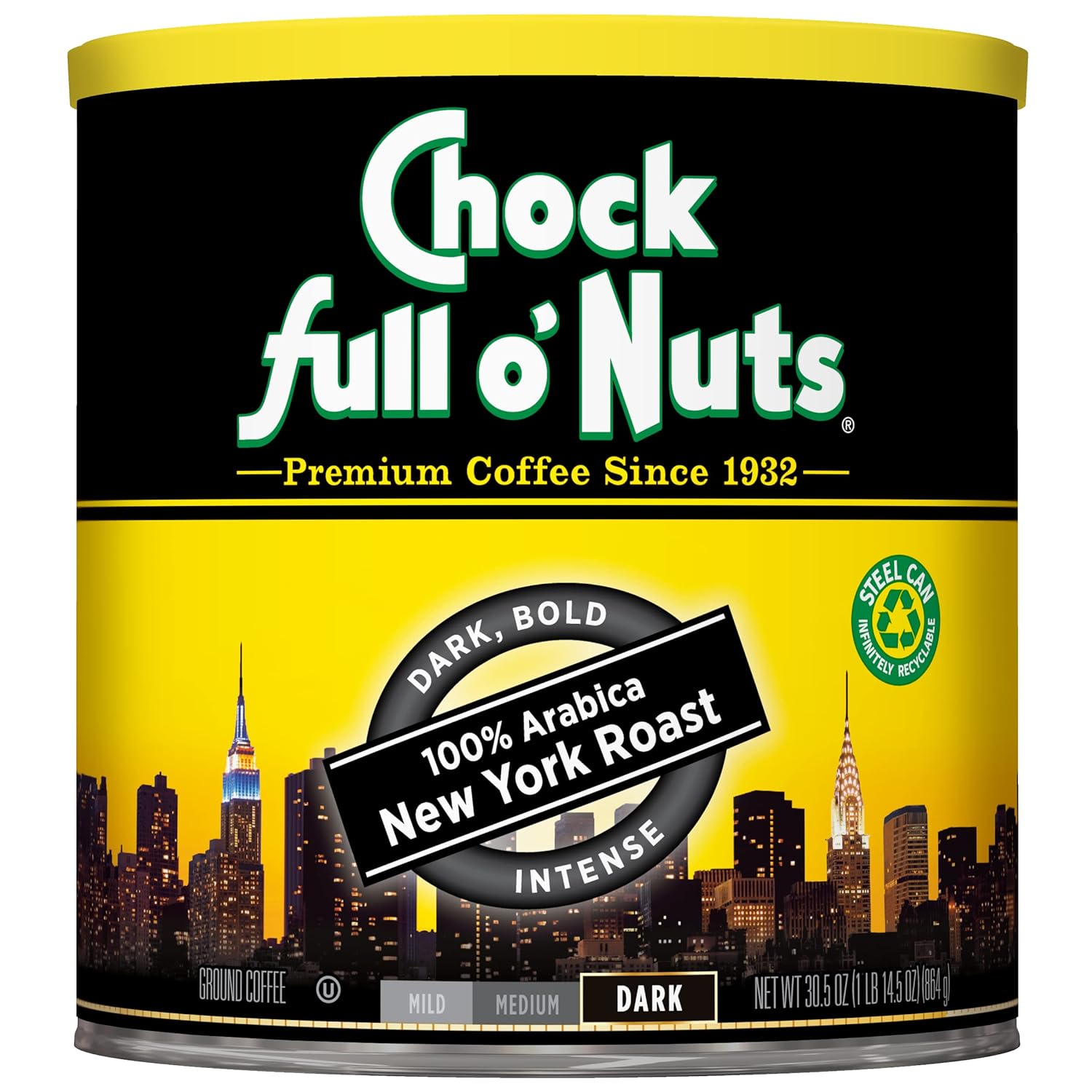 Chock-Full-o'Nuts-New-York-Roast-Café-molido,-tostado-oscuro,-lata-30.53347