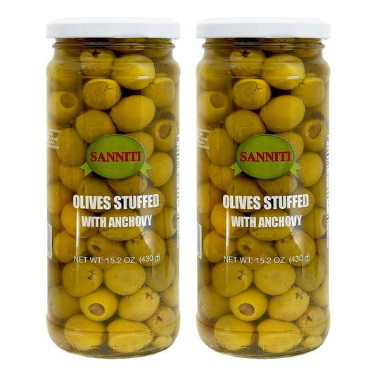 Sanniti-Mediterranean-Green-Olives-Stuffed-with-Anchovies,-15.2-oz-(Pack-of-2)---728