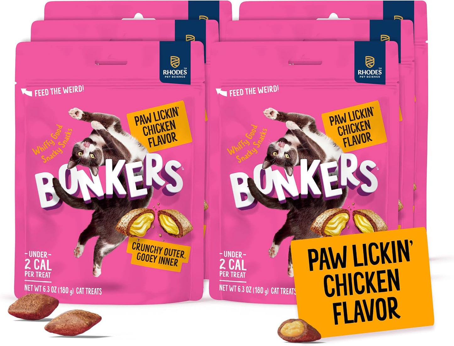 Bonkers-Bites-Paw-Lickin'-Chicken-Flavor-Crunchy-&-Soft-Treats-for-Cats,-6.3oz-Bag-286