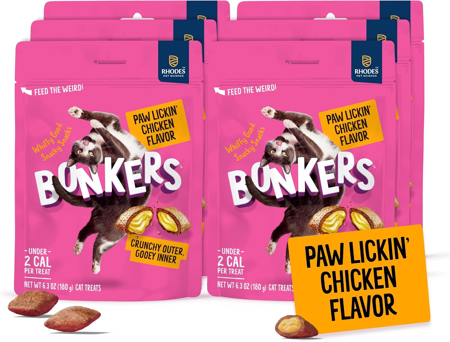 Bonkers-Bites-Paw-Lickin'-Chicken-Flavor-Crunchy-&-Soft-Treats-for-Cats,-6.3oz-Bag-286