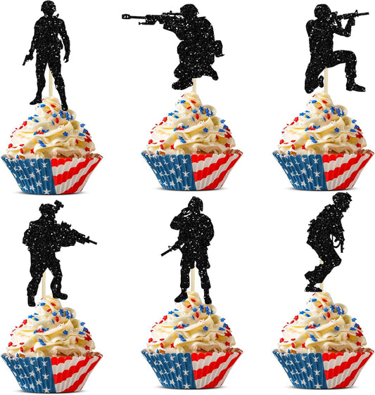 Gyufise-24Pcs-Military-Soldier-Cupcake-Toppers-Glitter-1907