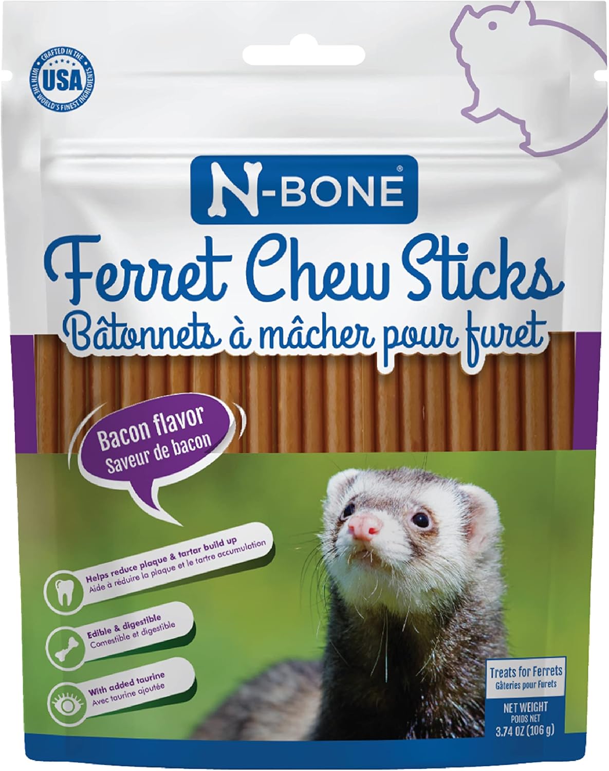 N-Bone-Ferret-Chew-Sticks-Bacon-Flavor,-3.74-oz-Bag-----1954