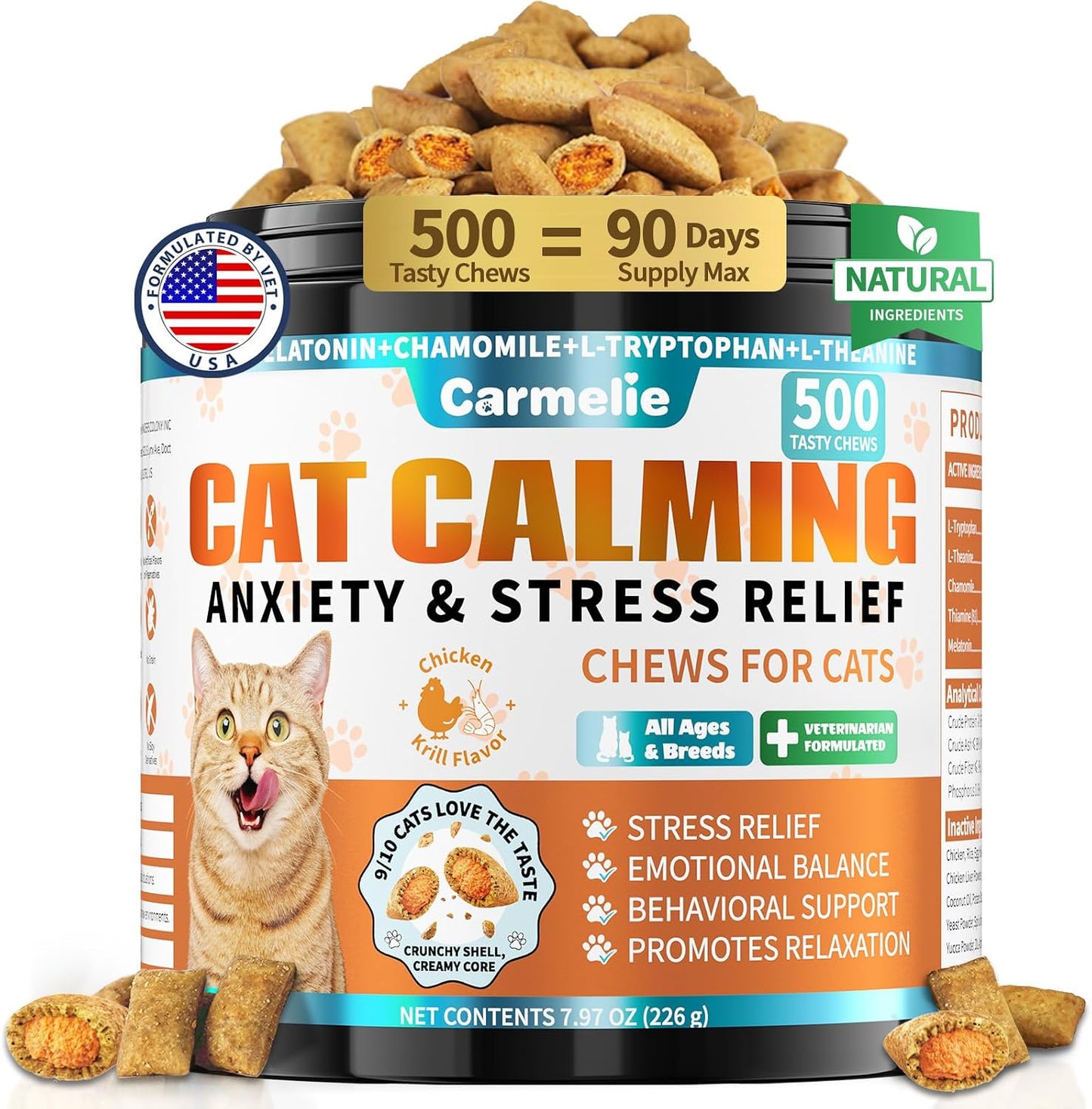 Cat-Calming-Treats,-500-Crunchy-&-Creamy-Calming-Cat-Treats-with-Melatonin,-Chamomile-1257