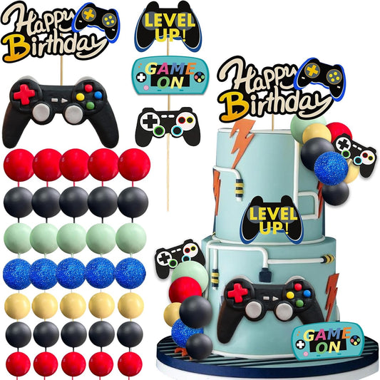 UFROMSKY-41pcs-Video-Game-Cake-Decorations-Happy-Birthday-Controller-Headset-Cake-Topper-Colorful-for-376