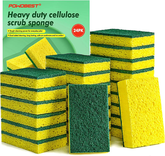 24-Pack-Multi-Purpose-Sponge-Pads,Heavy-Duty-Scrub-Sponges-Effective-Clean-2605
