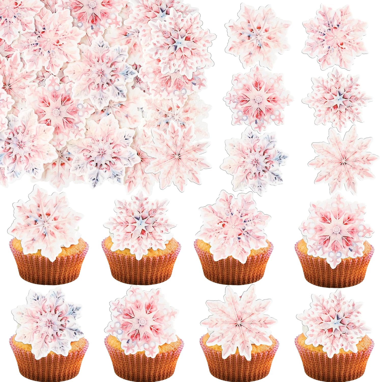 Gyufise-60Pcs-Edible-Snowflake-Cupcake-Toppers-Winter-Cupcake-Picks-Water-Paper-Winter-Cake-for-524