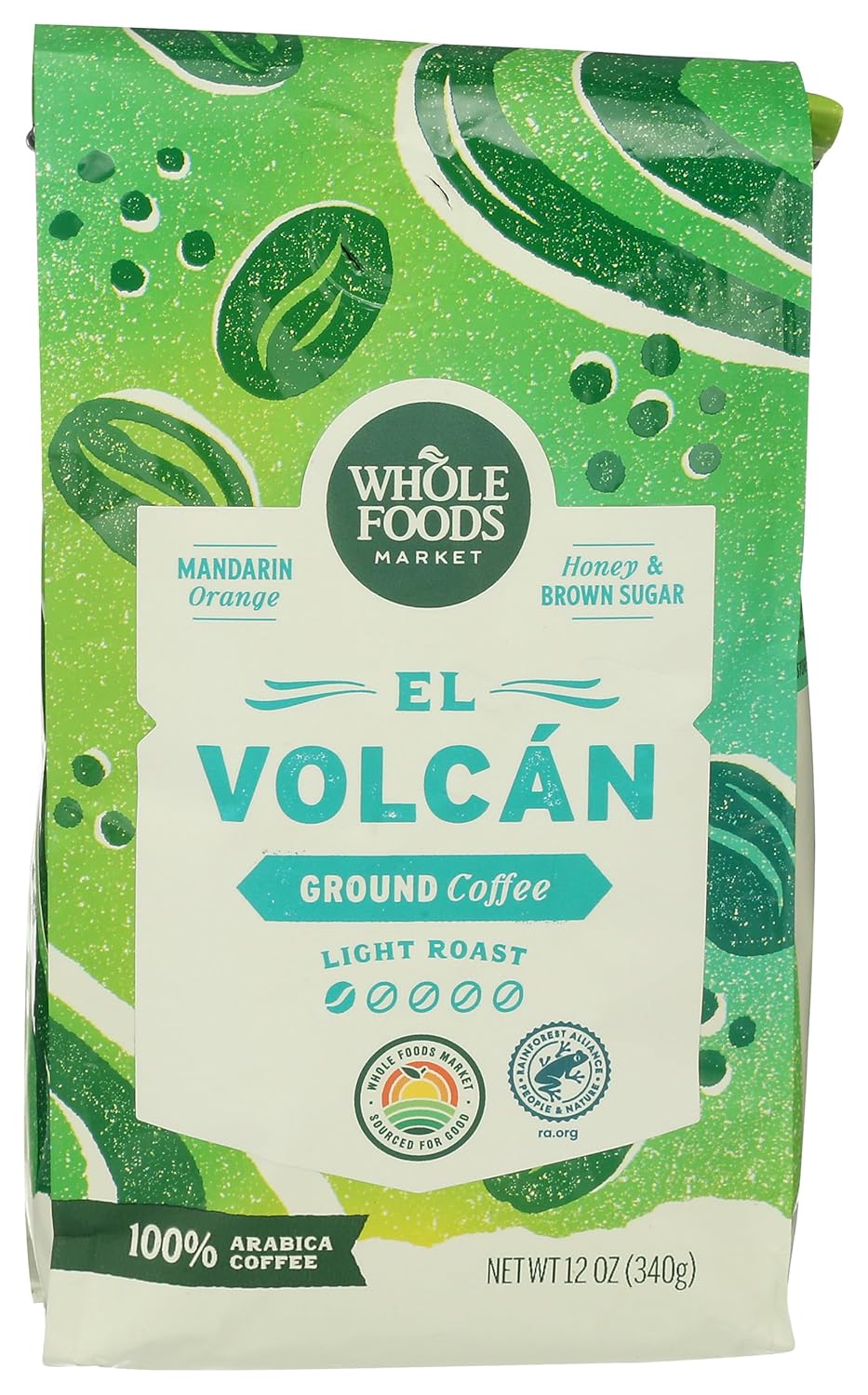 Whole-Foods-Market,-El-Volcan-Light-Roast-Ground-Coffee,-Mandarin-Orange,-Honey-&-1977