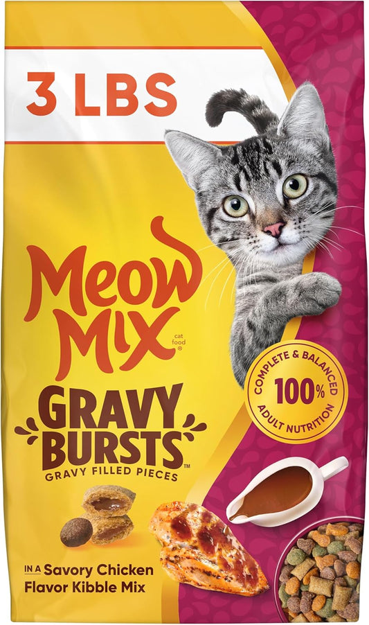 Meow-Mix-Gravy-Bursts,-Savory-Chicken-Flavor-Mix,-Gravy-Filled-Dry-Cat-Food,-2064