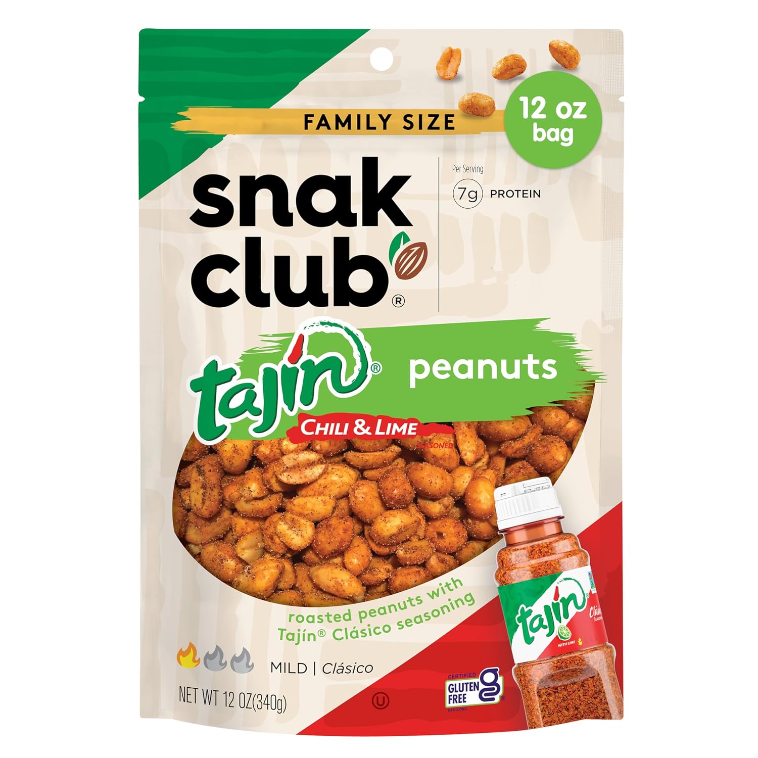 Snak-Club-Tajin-Peanuts,-Roasted-Nuts-with-Chili-and-Lime-Seasoning,--Mild,-12-oz-Bag-964