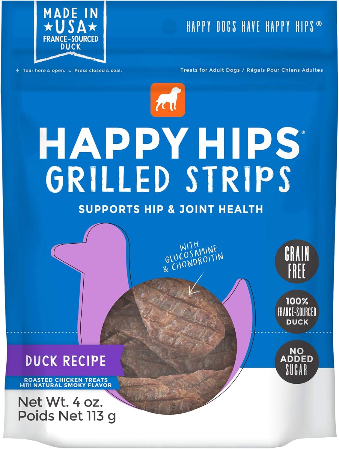 Grilled-Strip-Dog-Treats,-Duck,-4-oz.-Pouch-1385