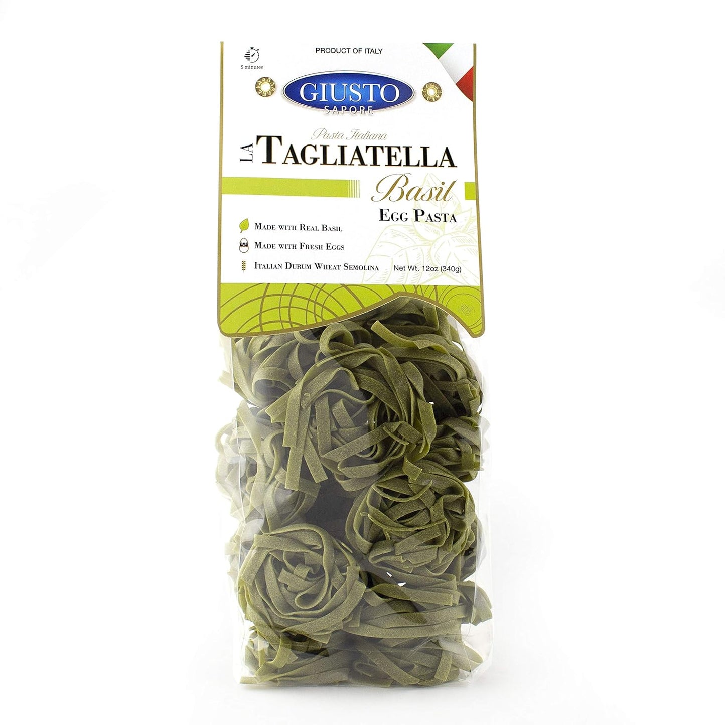 Giusto-Sapore-Basil-Tagliatelle-Italian-Egg-Pasta-Nest-712