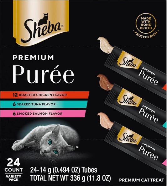 Sheba-Premium-Puree-Cat-Treats-Lickable-Roasted-Chicken-Flavor,-Smoked-Salmon-Flavor,-and-Seared-603