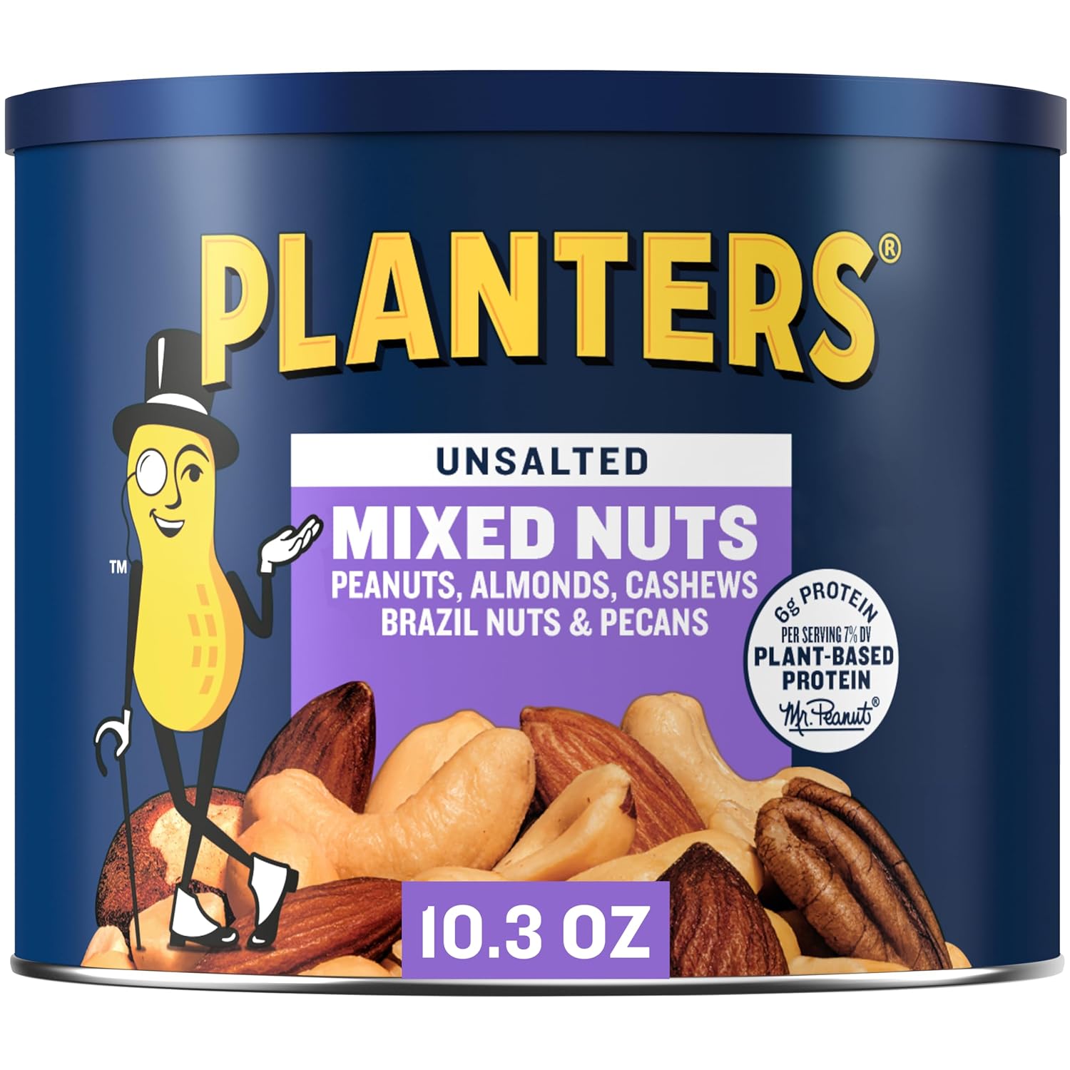 PLANTERS-Unsalted-Mixed-Nuts,-Plant-Based-Protein,-10.3-Oz-(1-Ct)--|-Mixed-Nuts:-Brazil-1582