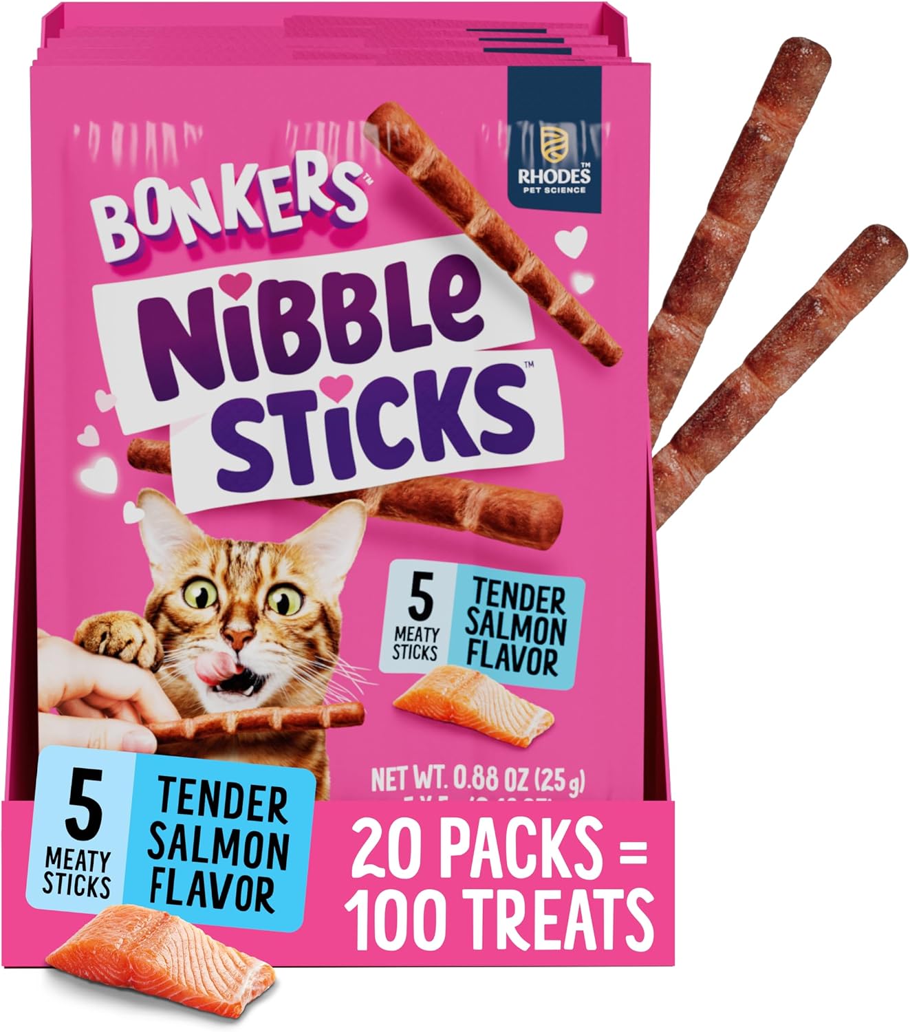 Bonkers-Nibble-Sticks-Soft-&-Meaty-Tender-Salmon-Flavor-Cat-Treats,-5-Sticks-(Pack-251