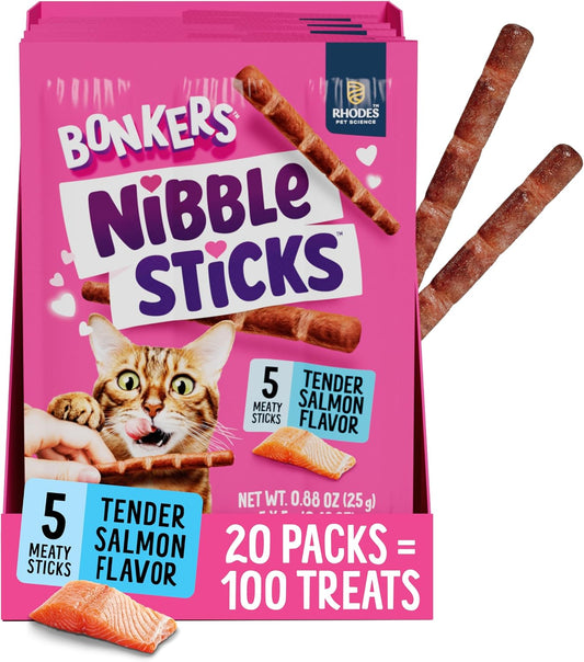 Bonkers-Nibble-Sticks-Soft-&-Meaty-Tender-Salmon-Flavor-Cat-Treats,-5-Sticks-(Pack-251