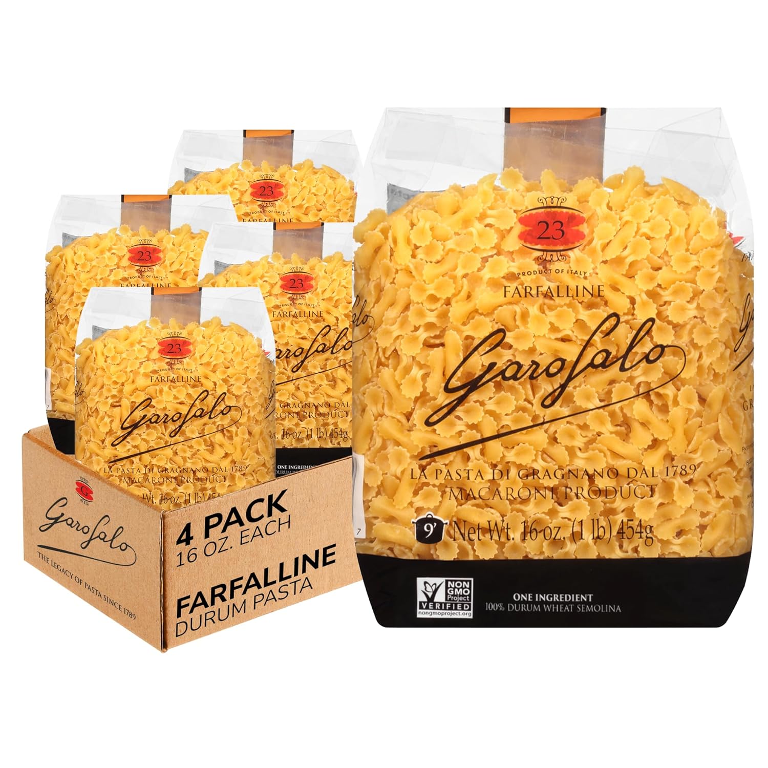 Garofalo---Premium-Durum-Wheat-Semolina-Farfalline-Pasta,-Italian-Bronze-Drawn,-253