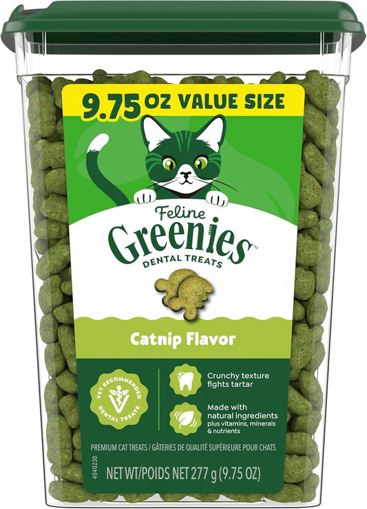 Greenies-Cat-Treats,-Feline-Veterinarian-Recommended-Adult-Natural-Dental-Treats,-Catnip-Flavor,-9.75-oz.-Tub-627