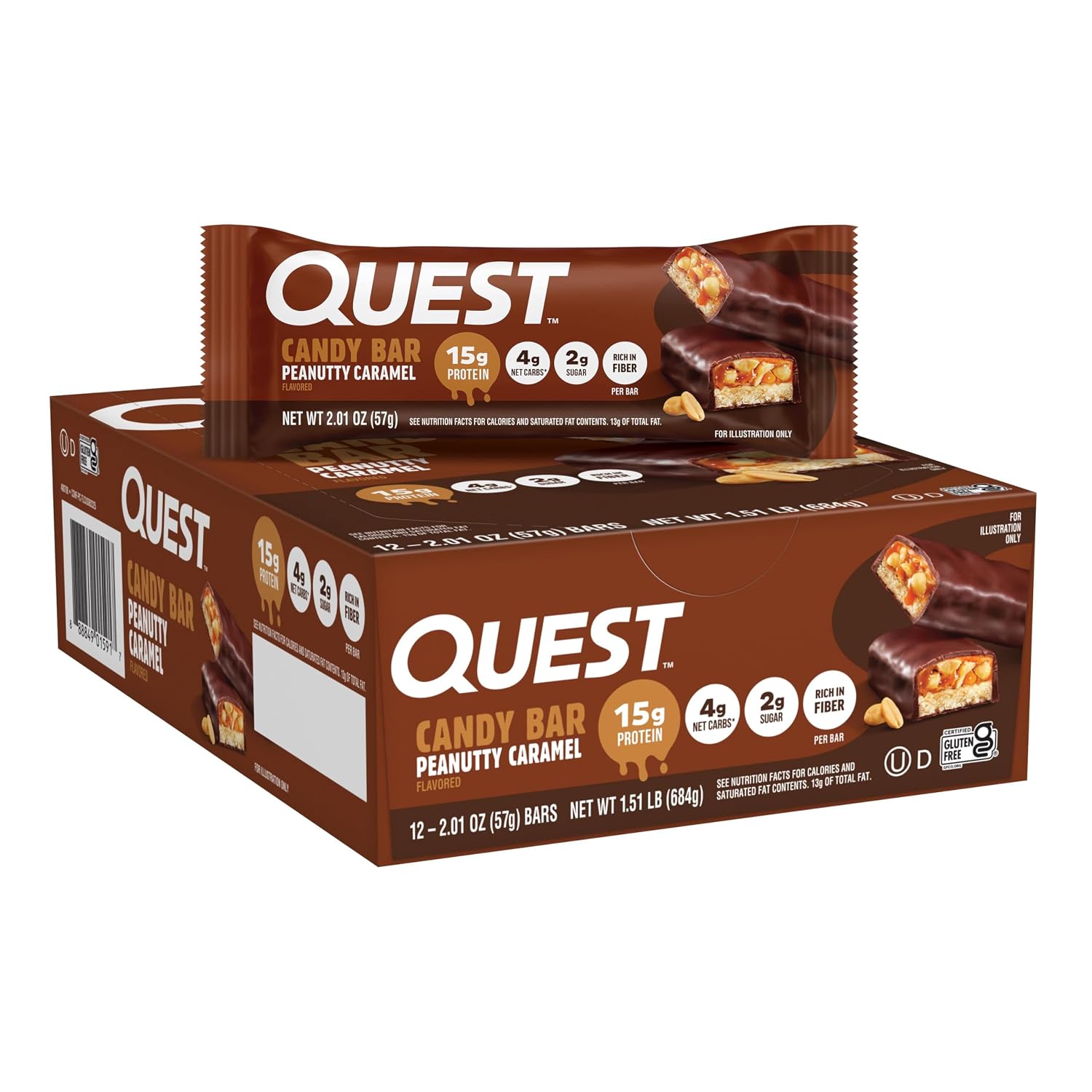 Quest-Nutrition-Protein-Candy-Bar,-Peanutty-Caramel,-15g-Protein,-12-Count--|-2g-Sugar,-Net-829