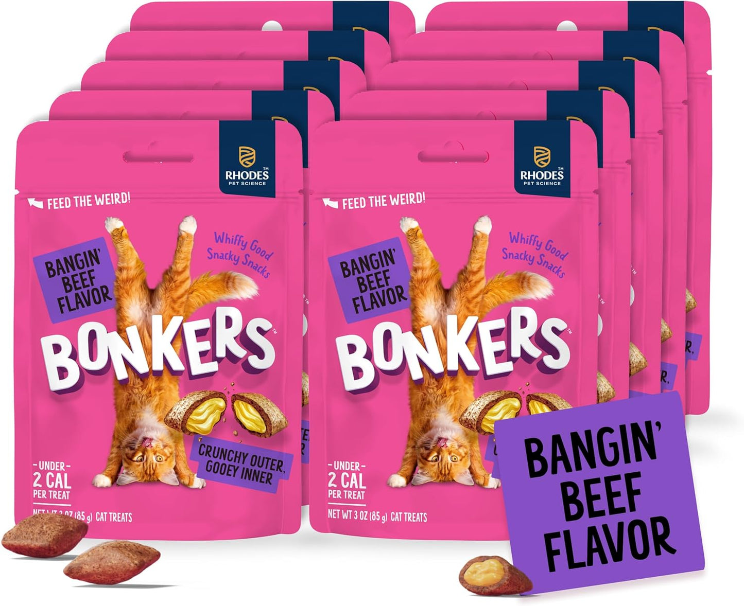 Bonkers-Bites-Bangin'-Beef-Flavor-Crunchy-&-Soft-Treats-for-Cats,-3oz-Bag-(Pack-71