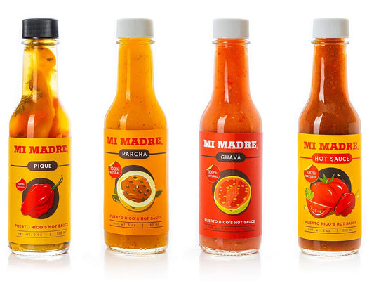 Mi-Madre-Hot-Sauce-from-Puerto-Rico,-Four-Flavor-Variety,-Pique,-Passion-192